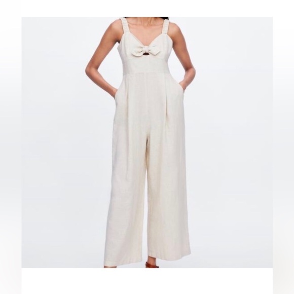 Zara Linen Blend Jumpsuit | xs - Picture 2 of 5